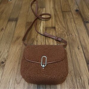 A New Day Mini Brown Sherpa Crossbody Bag